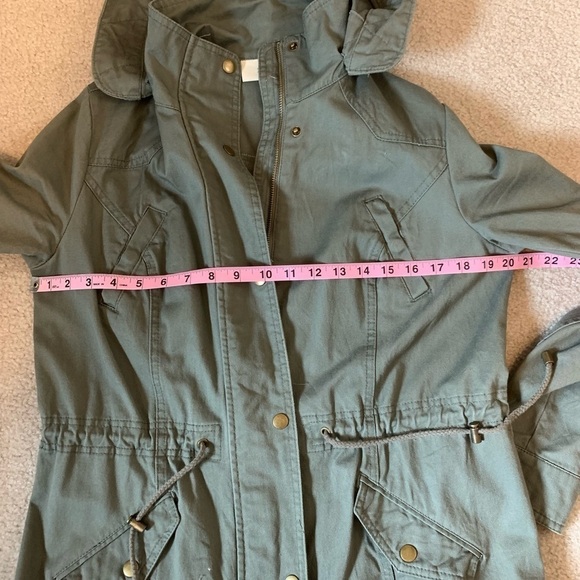 Style & Co Women Hooded Khaki  Green Anorak Jacket Size Small 100% cotton - Picture 4 of 6